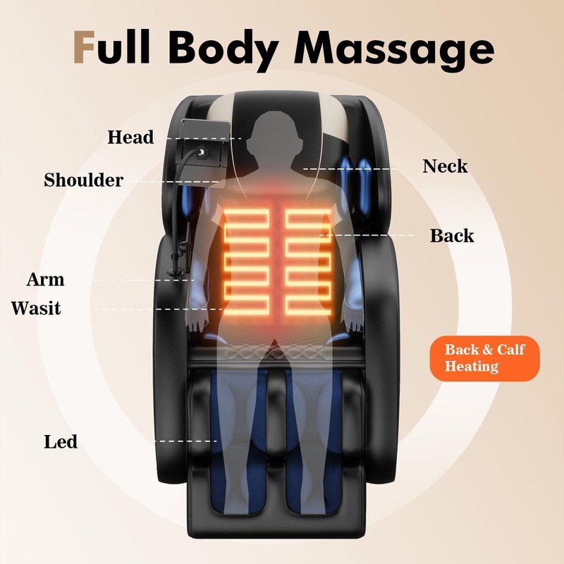 AYJOIR 2026 Massage Chair Full Body, Zero Gravity SL-Track Shiatsu Massage Recliner Chair with Body Scan, 6 Fix Point Rollers,Airbags,Deep Yoga Stretch, Heating Function, Black
