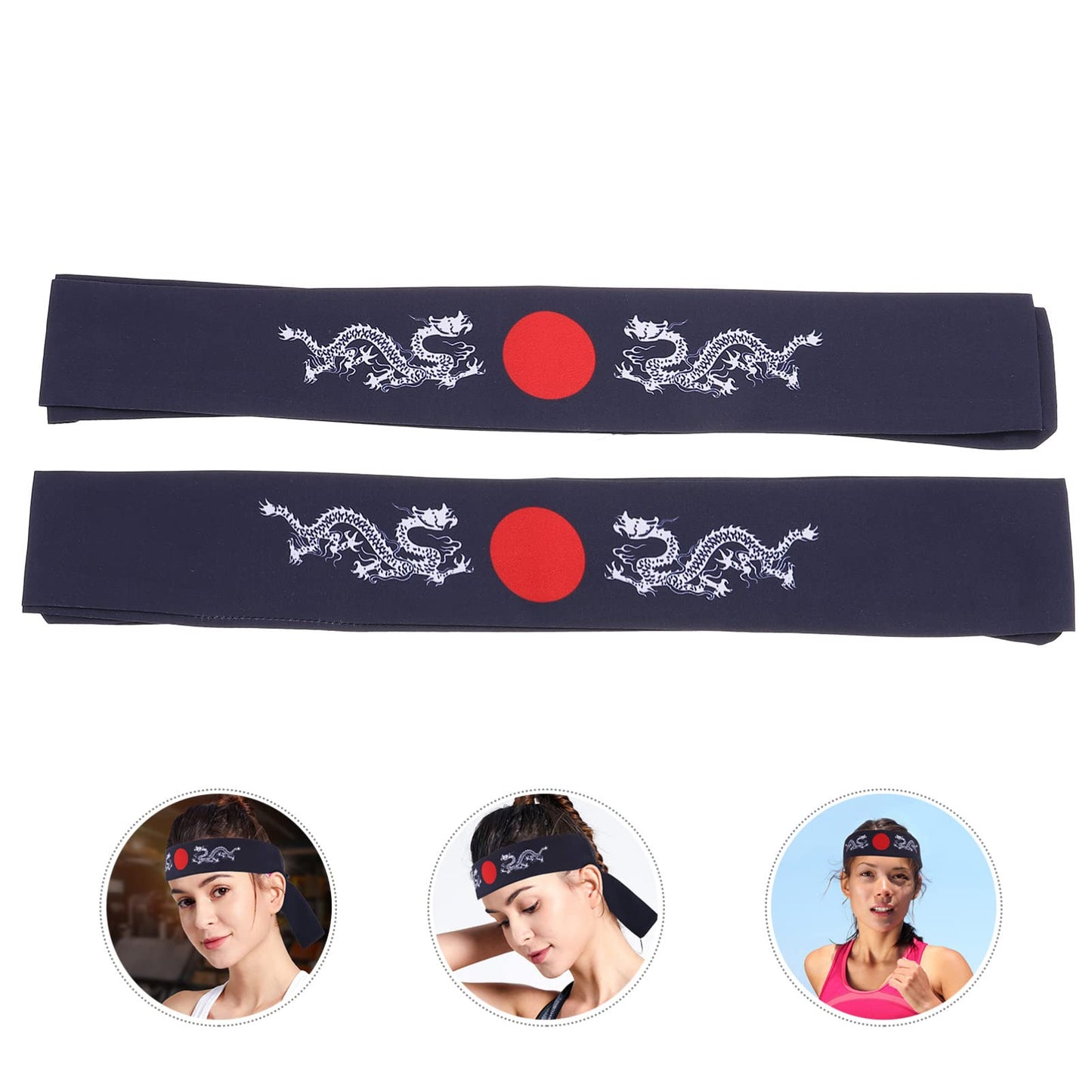 Uonlytech Mens Headband 2pcs Japanese Bushido Headbands, Bushido Hachimaki Chef Bandana Tie Samurai for Sports Exercise Cooking Kitchen Bandana