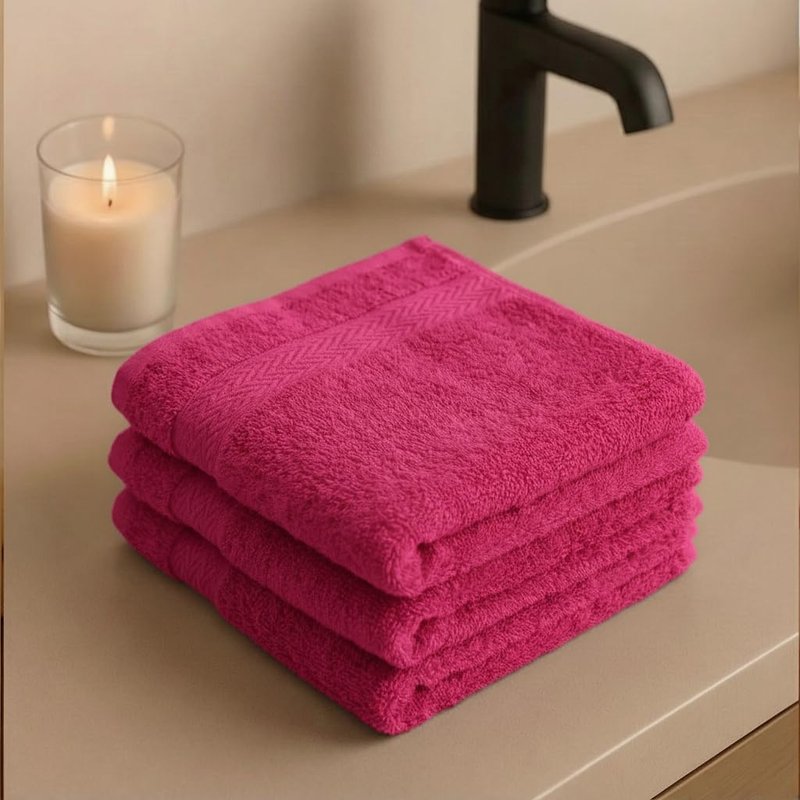 Premium Wash Cloths Set, 13 x13 Inches, 100% Cotton Ring Spun, Highly Absorbent and fast dry, Soft Feel Essential Washcloths for Bathroom, Spa, Gym, and Face, fingertip towel (Pack of 4) (Hot Pink
