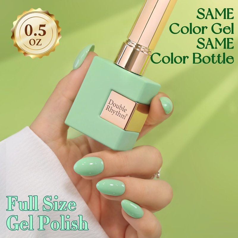 Double Rhythm 15ML Gel Nail Polish Pure Sheer Same Color Same Bottle Soak Off Gel Polish Art Manicure Salon DIY at Home for Women (Light Sage Green-A1773)