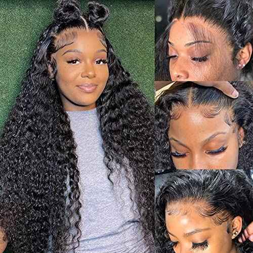26 Inch Lace Front Wigs Human Hair Deep Wave 13x4 Human Hair Wigs for Women 180 Density Glueless Lace Frontal Wigs Brazilian Virgin Pre Plucked Bleached Knots (26 Inch)
