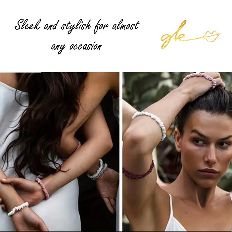 Silk Scrunchies for Women - No Damage Mulberry Silk Hair Ties | 4 Pack No Slip Elastic for All Hair Types (Neutral)