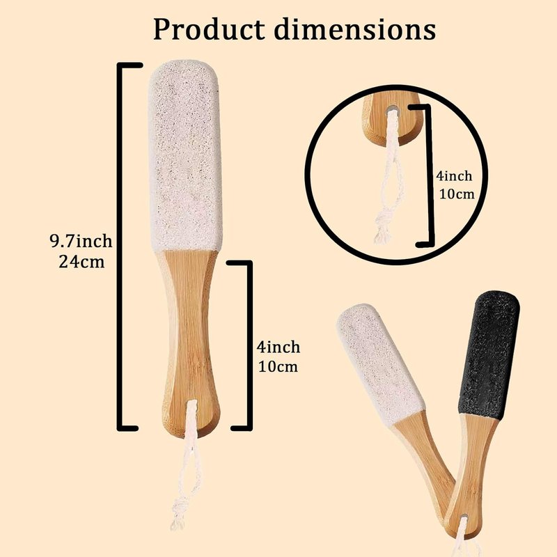 Professional Pedicure Foot File & Pumice Stone Set - Callus Remover with Wooden Handle for Smooth Feet | 2-Pack