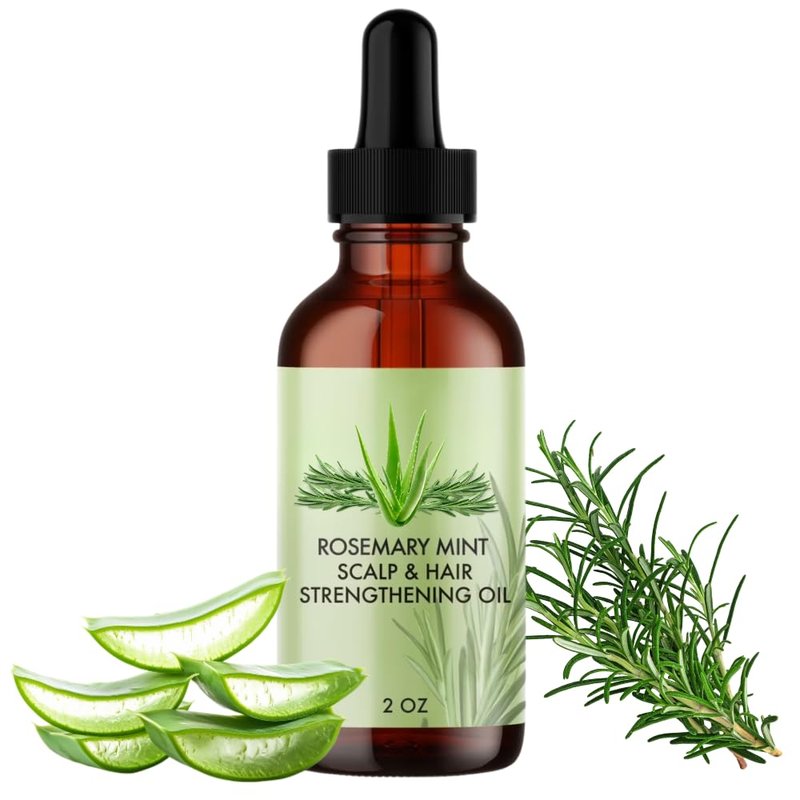 Rosemary Mint Scented Hair and Scalp Oil, 2 oz Lightweight Styling Oil for Daily Hair Care, Smooth Texture Leave-In Oil for All Hair Types