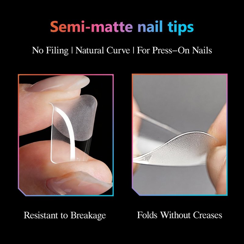 Medium Almond Nail Tips, 300pcs 15 Sizes Half Matte Pre-Shaped Press On Nails, Full Cover Soft Gel Fake Nails for DIY & Salon Nail Extension, Gift for Women