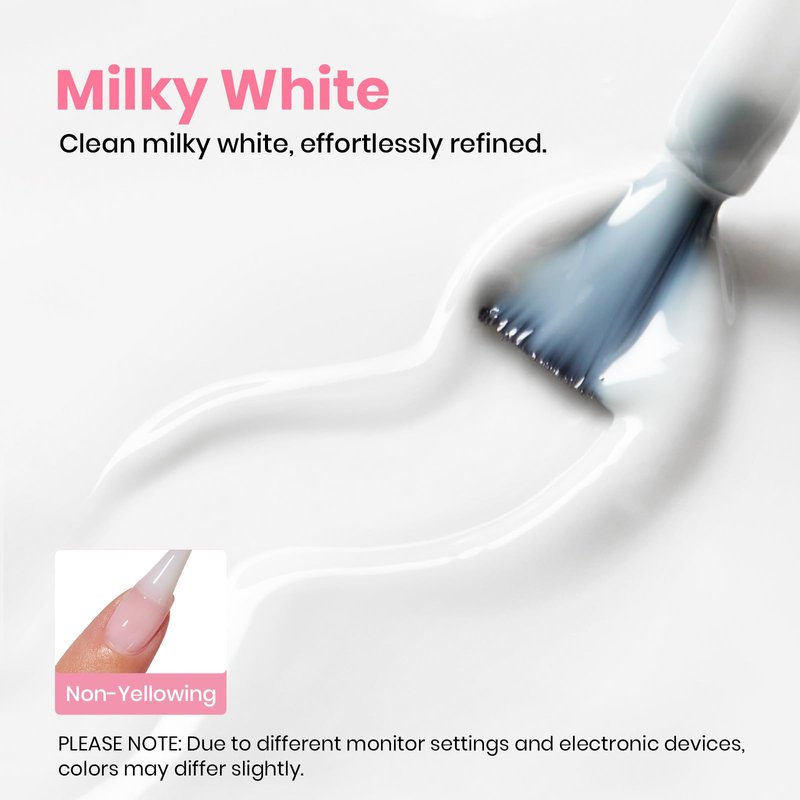Beetles Milky White Gel Top Coat 15ML - 2-in-1 No Wipe Top Coat Gel Nail Polish Non Yellowing White Shine Finish and Long Lasting, Soak Off UV LED Nail Lamp, Nails Art Design Manicure Gifts for Women