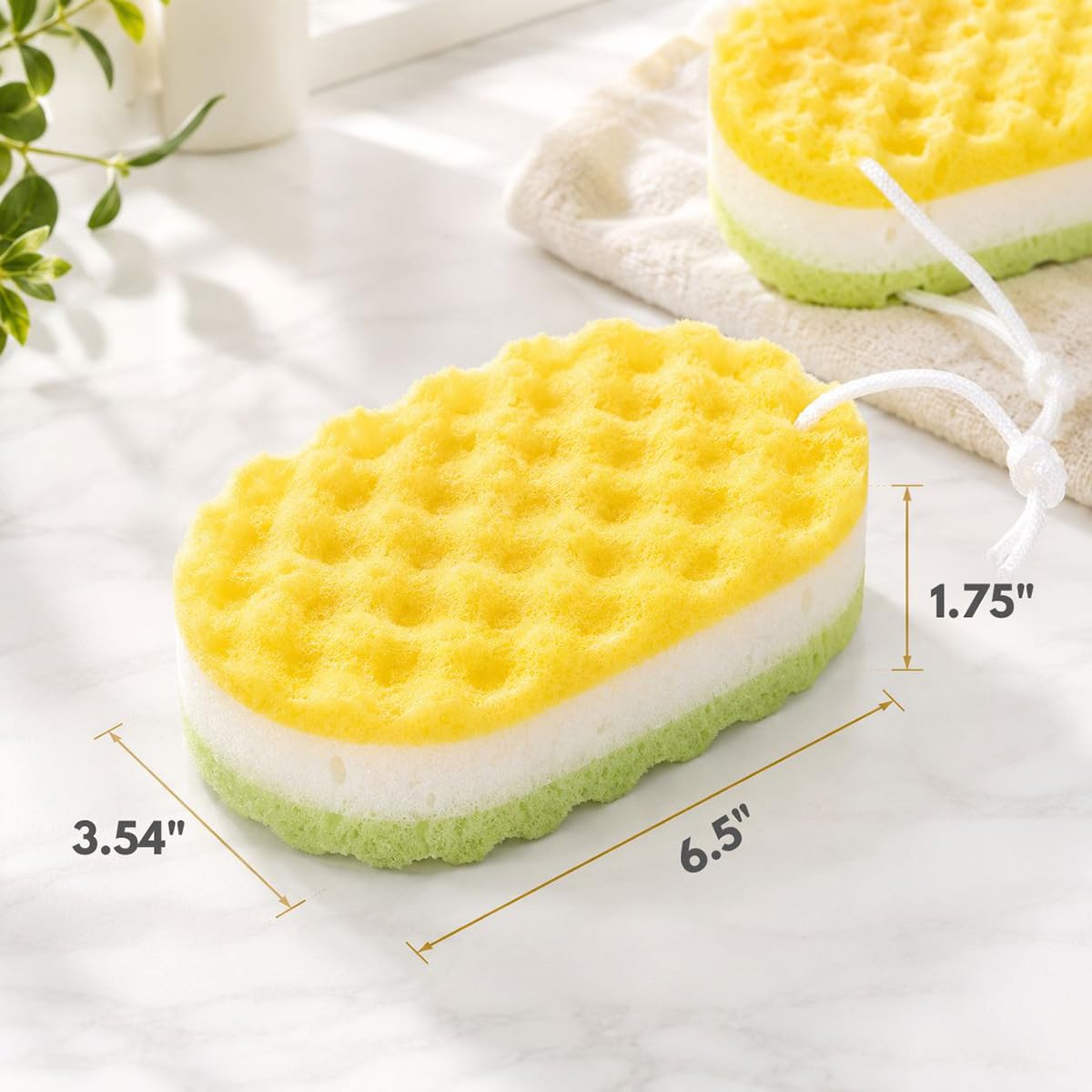 Soft Shower Sponge 3 Pack, Bath Sponge for Body, Gentle Exfoliating for Daily Cleansing