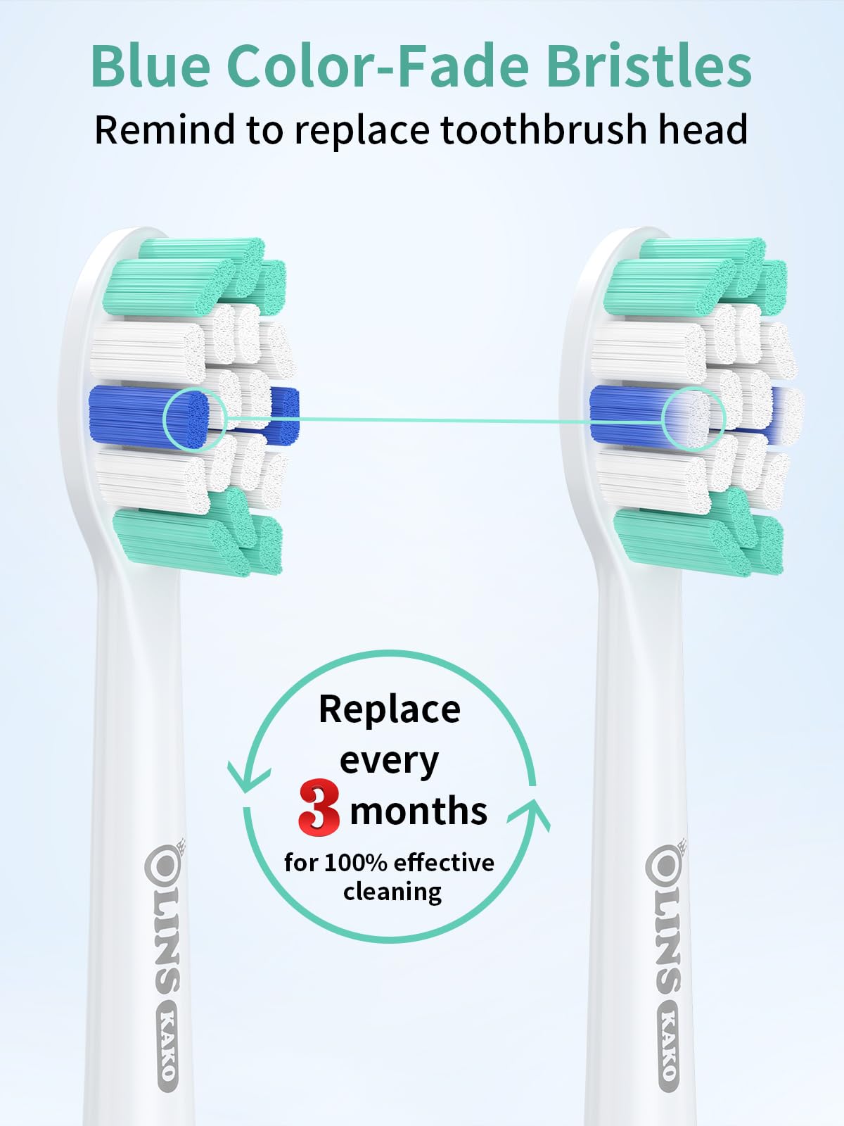 OLINS KAKO Replacement Brush Heads for Philips Sonicare Toothbrush Handles Toothbrush Heads for Sonicare (Pack of 8)