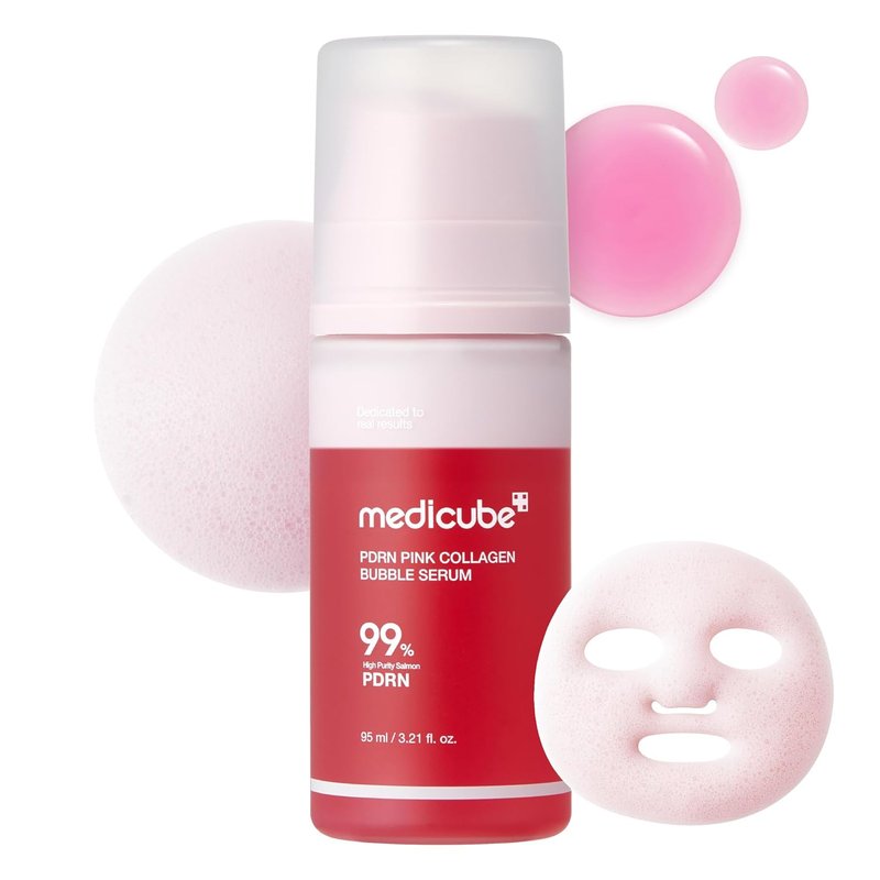 Medicube PDRN Pink Collagen Bubble Serum - Firming Serum with 99% Purity PDRN & Low-Molecular Collagen | Lightweight, Fast-Absorbing Formula for Radiant Skin | 3.21 fl. oz.