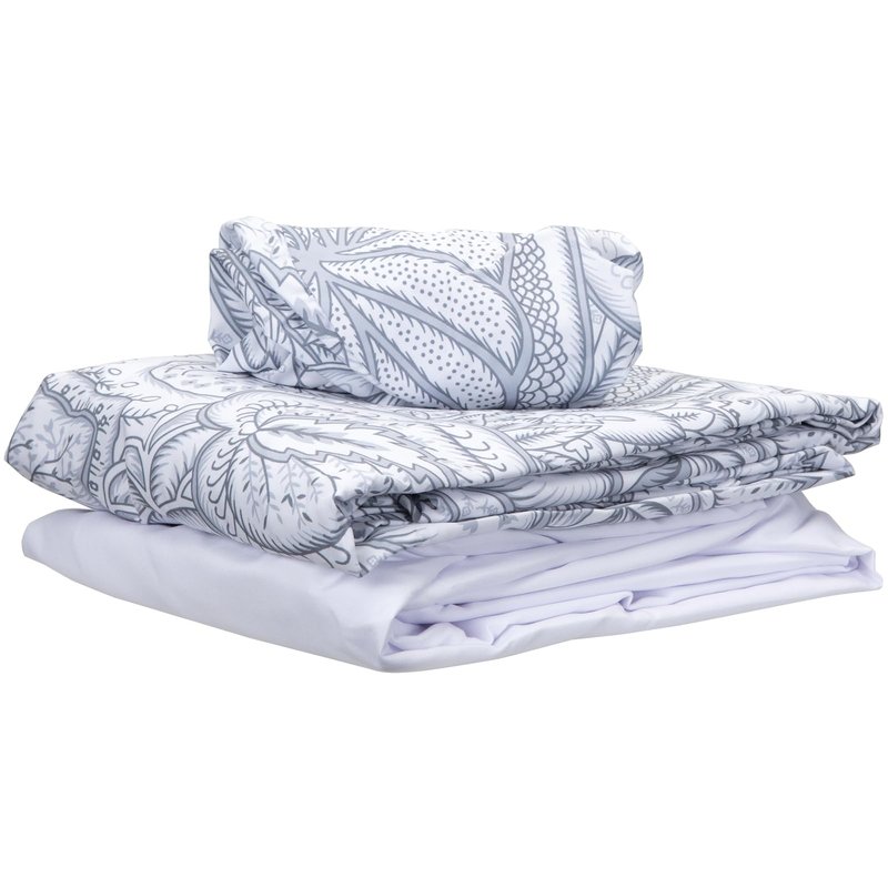 ForPro Premium Designer Microfiber 3-Piece Massage Sheet Set, Island Tranquility, Ultra-Light, Stain and Wrinkle-Resistant, Includes Massage Flat Sheet, Fitted Sheet and Face Rest Cover, White
