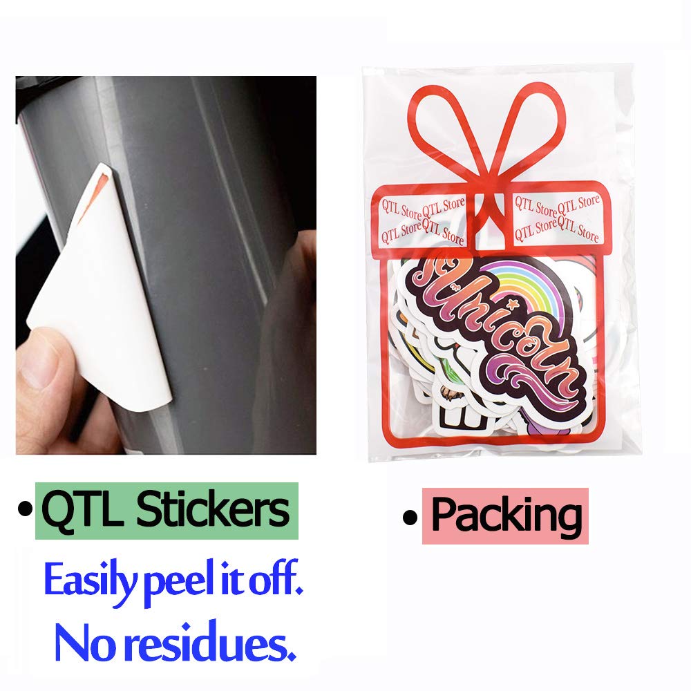 QTL Cute Stickers for Teen Girls, Waterproof Vinyl Stickers, Party Favors and Birthday Gifts, Laptop and Water Bottle, 50PCS