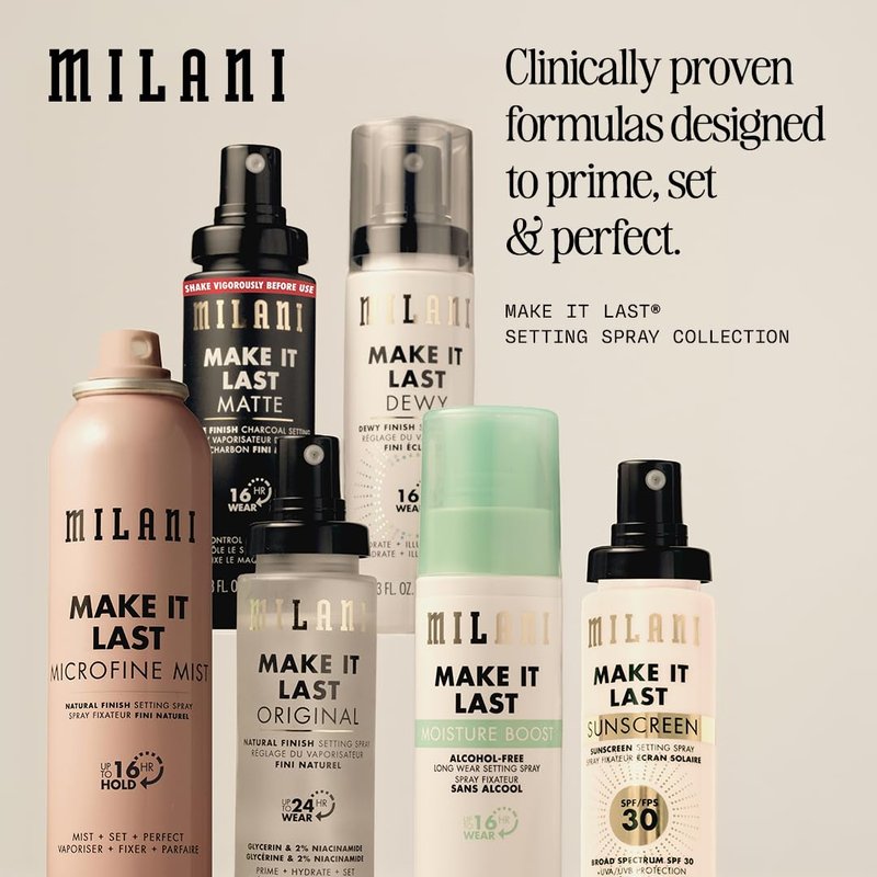 Milani Setting Spray & Primer - Oil Absorbing Charcoal Formula for Oily Skin | 2 Pack
