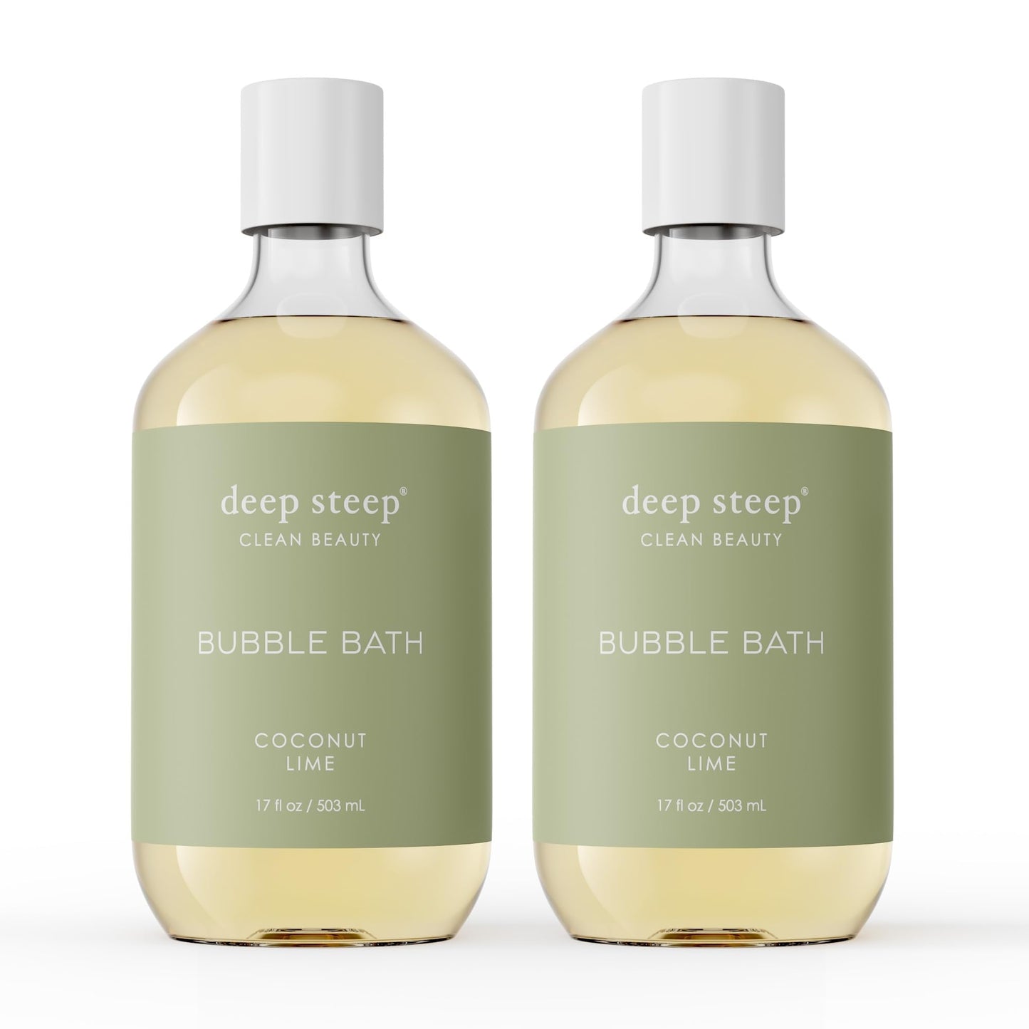 Deep Steep Bubble Bath, Coconut Lime 17 oz (Pack of 2) – Hypoallergenic, Clinically Tested Soothing Soak with Shea Butter & Argan Oil – Sulfate-Free