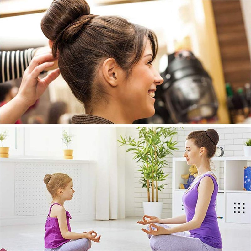 Hair Donut Bun Maker Set - 2PCS Ring Style Chignon Shaper for Kids | Short & Thin Hair (2.5 Inch/Brown)