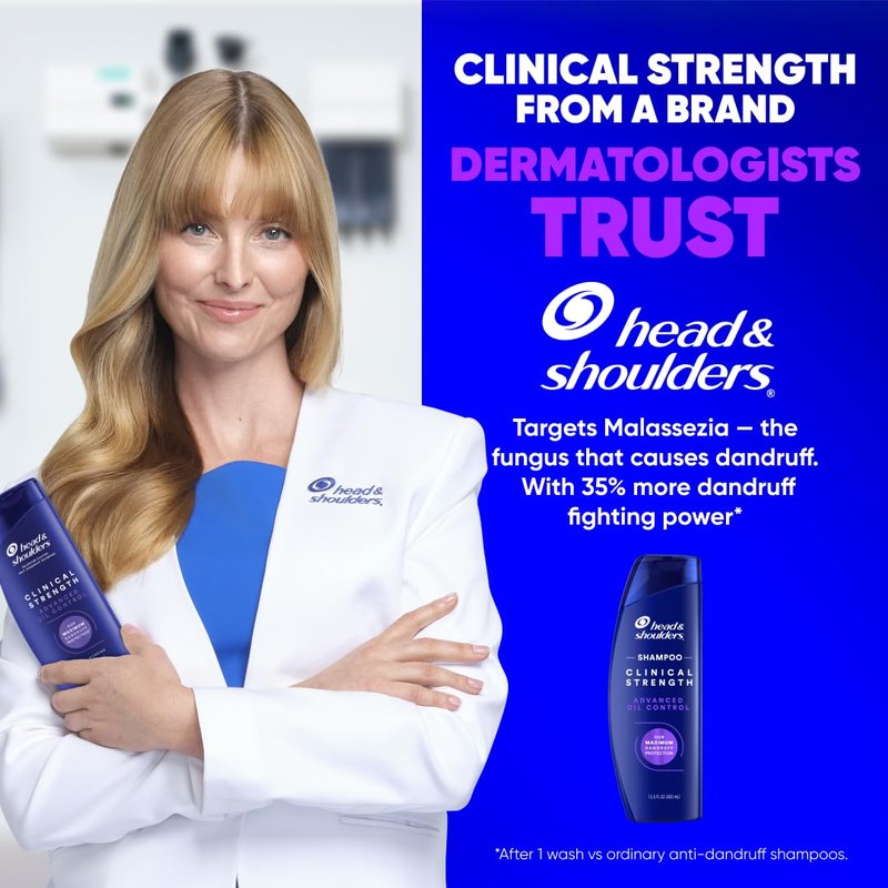 Head & Shoulders Dandruff Shampoo, Clinical Strength Advanced Oil Control, Our Maximum Anti-Dandruff Prescription-Strength Formula, Flake Protection, Seborrheic Dermatitis Relief, Citrus, 13.5 Fl Oz