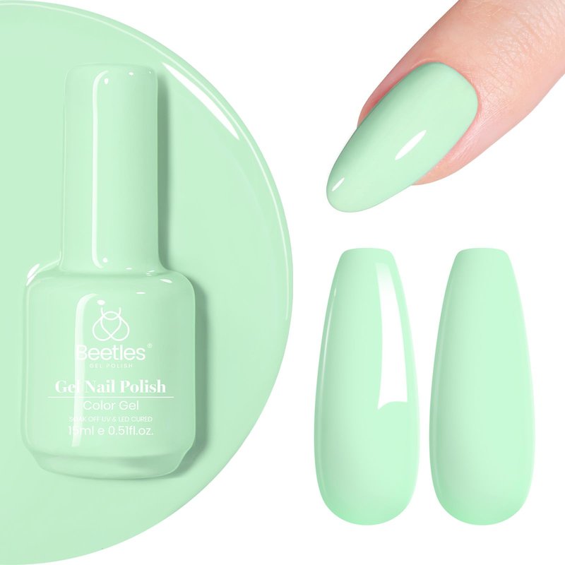 Beetles Mint Green Gel Nail Polish, 15ML Green Gel Polish, Soak off Uv Led Nail Lamp Bright Summer Nails Art Manicure Salon Salon DIY