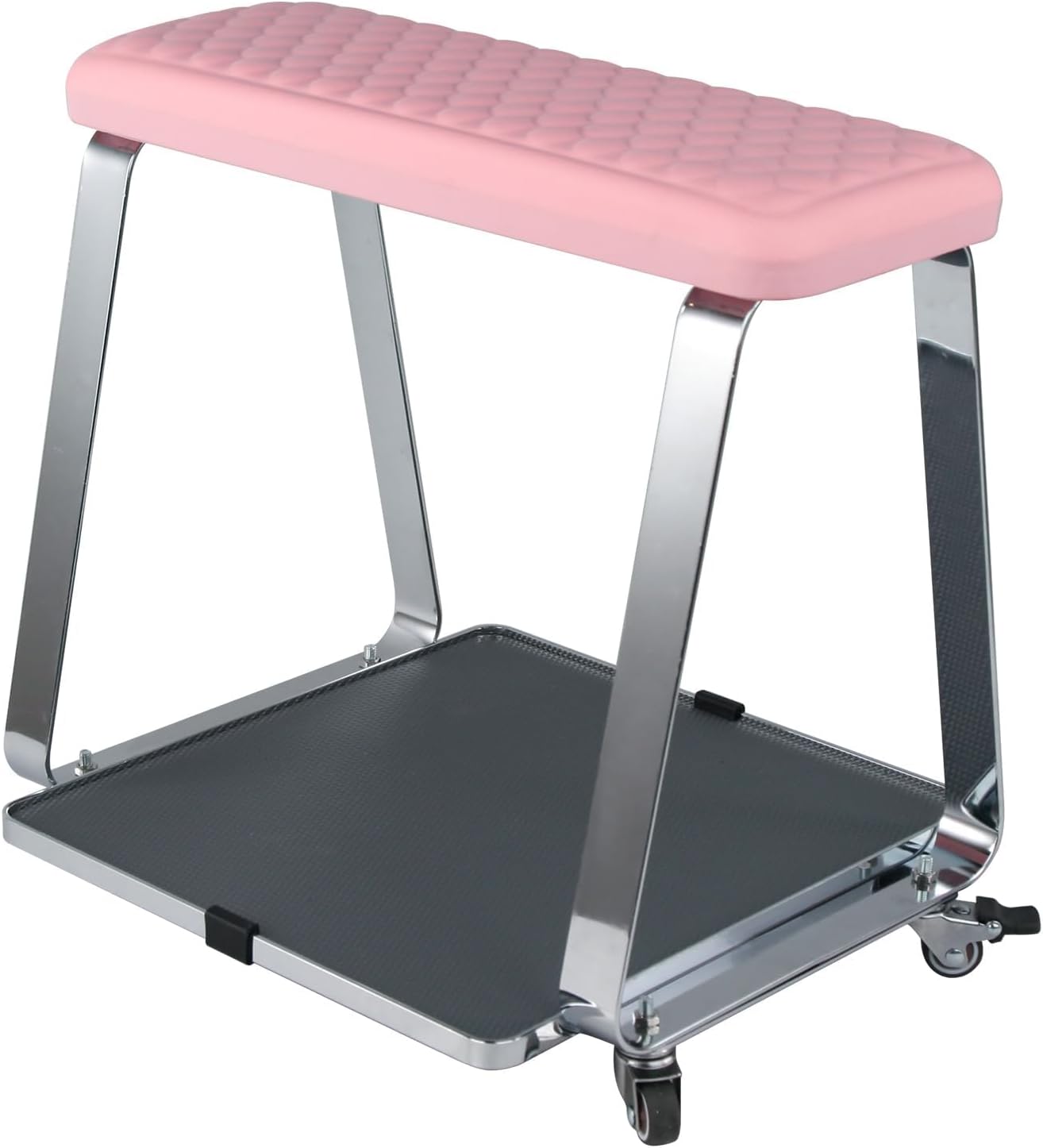 Skiennix Pedicure Foot Rest - Mobile Nail Art Cart with Soft Cushion & Storage Tray | Pink