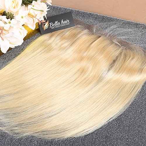 Bella Hair #613 Blonde Lace Frontal Closure | One Donor Virgin Human Hair Straight | Bleached Knots with Baby Hair (Ear to Ear 13x4 18inch)