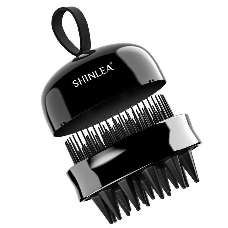 SHINLEA 2 in 1 Scalp Massager Hair Growth,Scalp Scrubber with Soft Silicone Bristles for Dandruff Removal,Shampoo Brush for Exfoliation,Head Massager for Both Wet and Dry Use (Black)