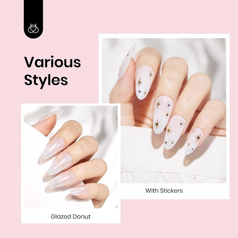 Beetles Milky White Jelly Gel Nail Polish Set - 15ml Translucent Soak Off UV/LED Gel for Nail Art