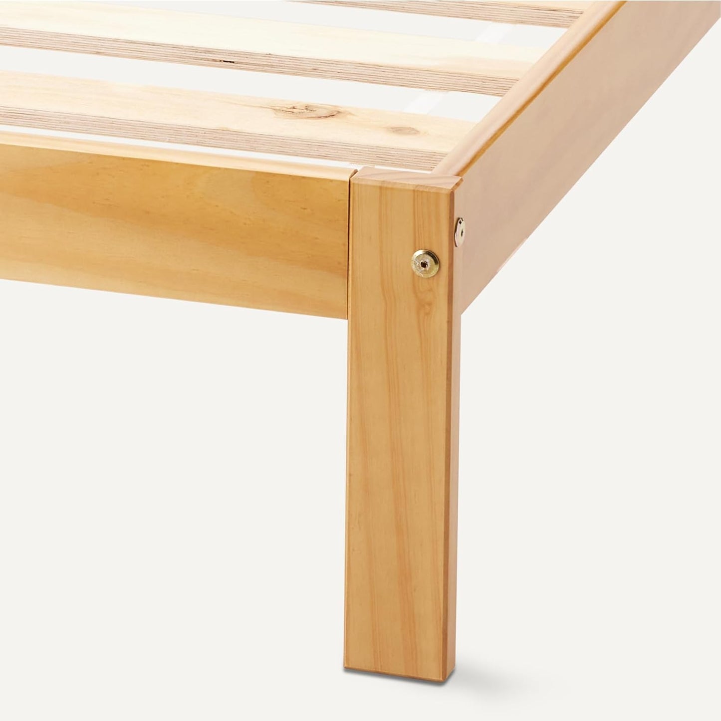 Solid Pine Wood Twin Bed Frame with Headboard - Walnut Finish | Durable & Stylish Design