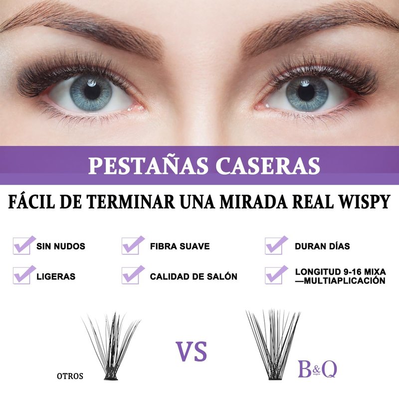 B&Q Lash Clusters Kit 280PCS Eyelash Clusters Kit,30D 40D D 9-16MIX Individual Lash Comfortable Eyelash Extension Set, Classic Look with Bond and Seal Waterproof, Remover DIY at Home(Set,30D+40D)