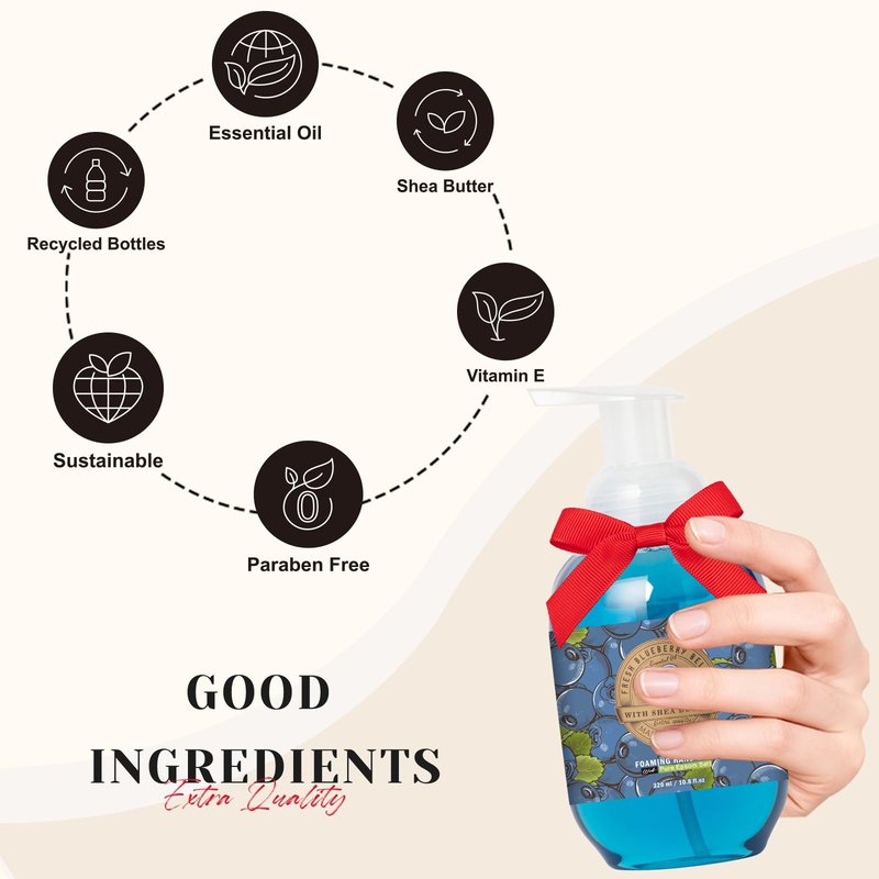 Foaming Hand Soap Gifts for Women Mothers Day Gifts, Liquid Hand Soap - Set of 5 Gentle Foaming Soaps (5x10.8fl.oz) Assorted Hand Wash with Gift Card & Premium Box, Kitchen Bathroom Home Essentials