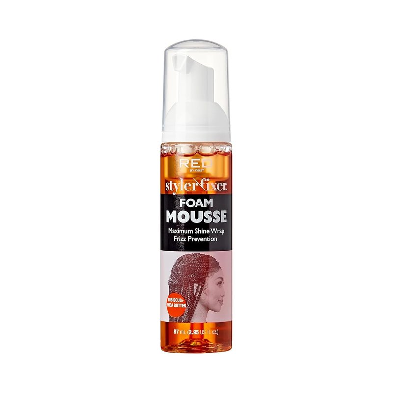 Red by Kiss Foaming Mousse - Travel Size for Maximum Shine, Frizz Control & Curl Definition (Hibiscus + Shea Butter)