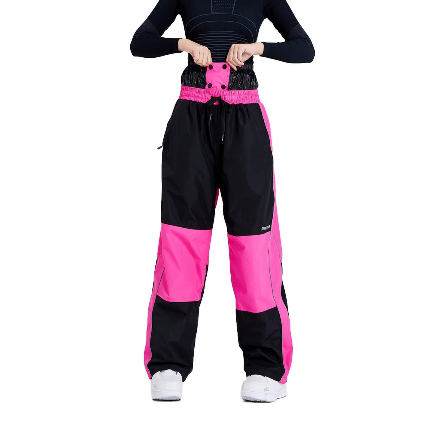 MUTUSNOW Womens Baggy Snowboard Pants, Insulated Waterproof Snow Pants Women, Snowproof Ankle Cuffs for Snowboarding/Hiking/Cross Country Ski Pants Rose