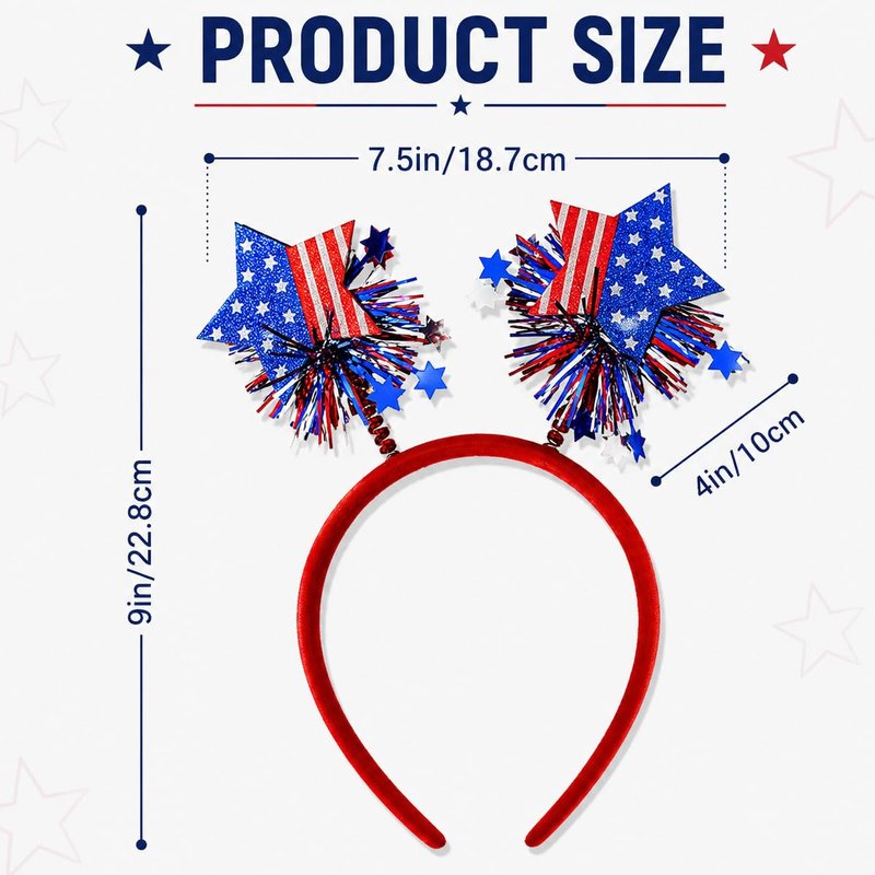 PODUOJIEYI 250th Anniversary Independence Day Headband Red White Blue American Flag Star Head Boppers with Glitter Tassel 4th of July Hair Accessories for Women Patriotic Party Favors