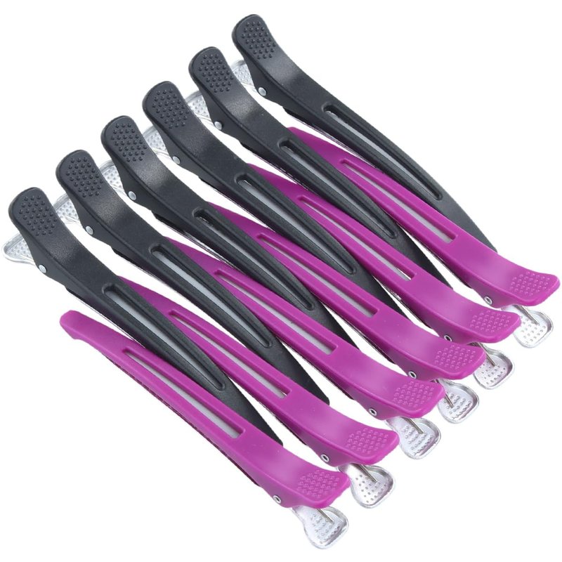 12 PCS No Crease Hair Sectioning Clips with Silicone Band - Duck Billed Professional Salon Clips for Hairstyling, Cutting, and Makeup