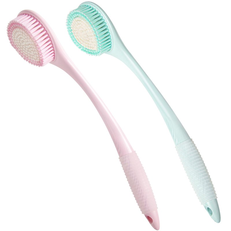 BEDELITE Back Bath Brush Long Handle for Shower of 2 - Soft Shower Brush for Men & Women,Back Brush Scrubber - 16.4" Long Skin Exfoliator for Body Bath Scrubber（Blue & Pink）