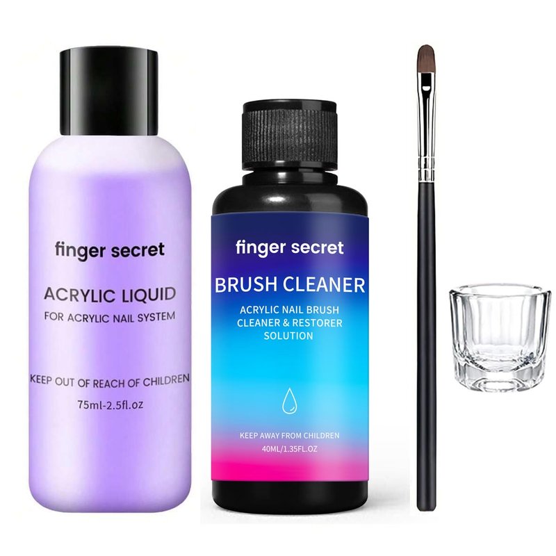 Acrylic Liquid Monomer with a brush and a cup, Non-Yellowing Acrylic Nail Monomer Liquid for DIY Home & Nail Salon Use (set1)