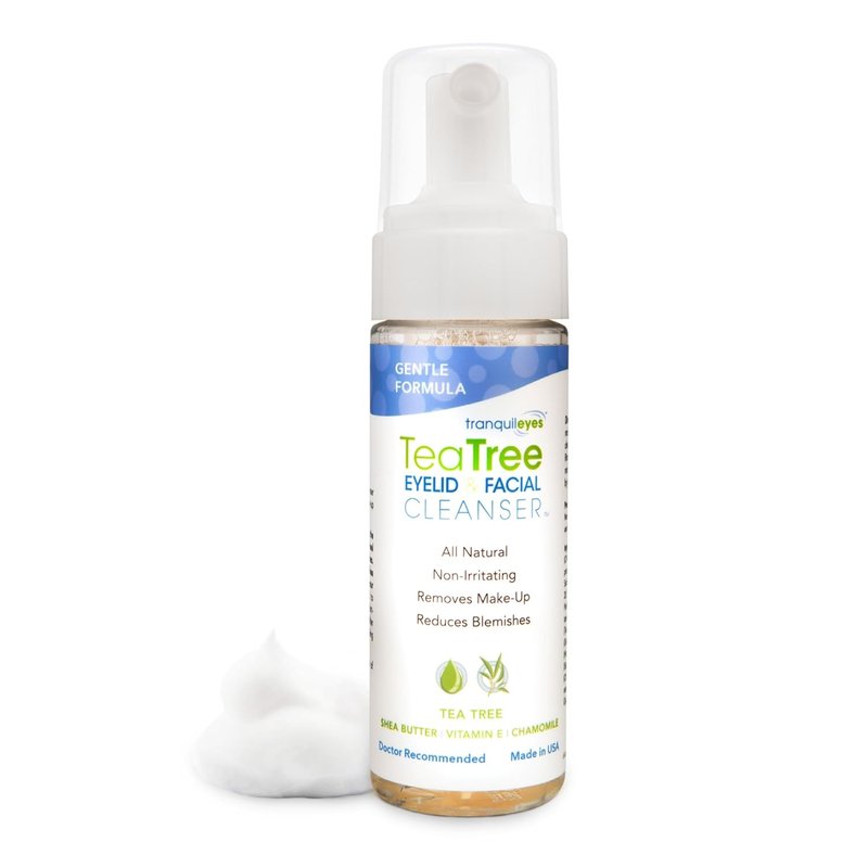 EYEECO Foaming Facial Cleanser - Gentle Tea Tree Oil & Chamomile - Non-Irritating 1.6oz Eyelid Wash