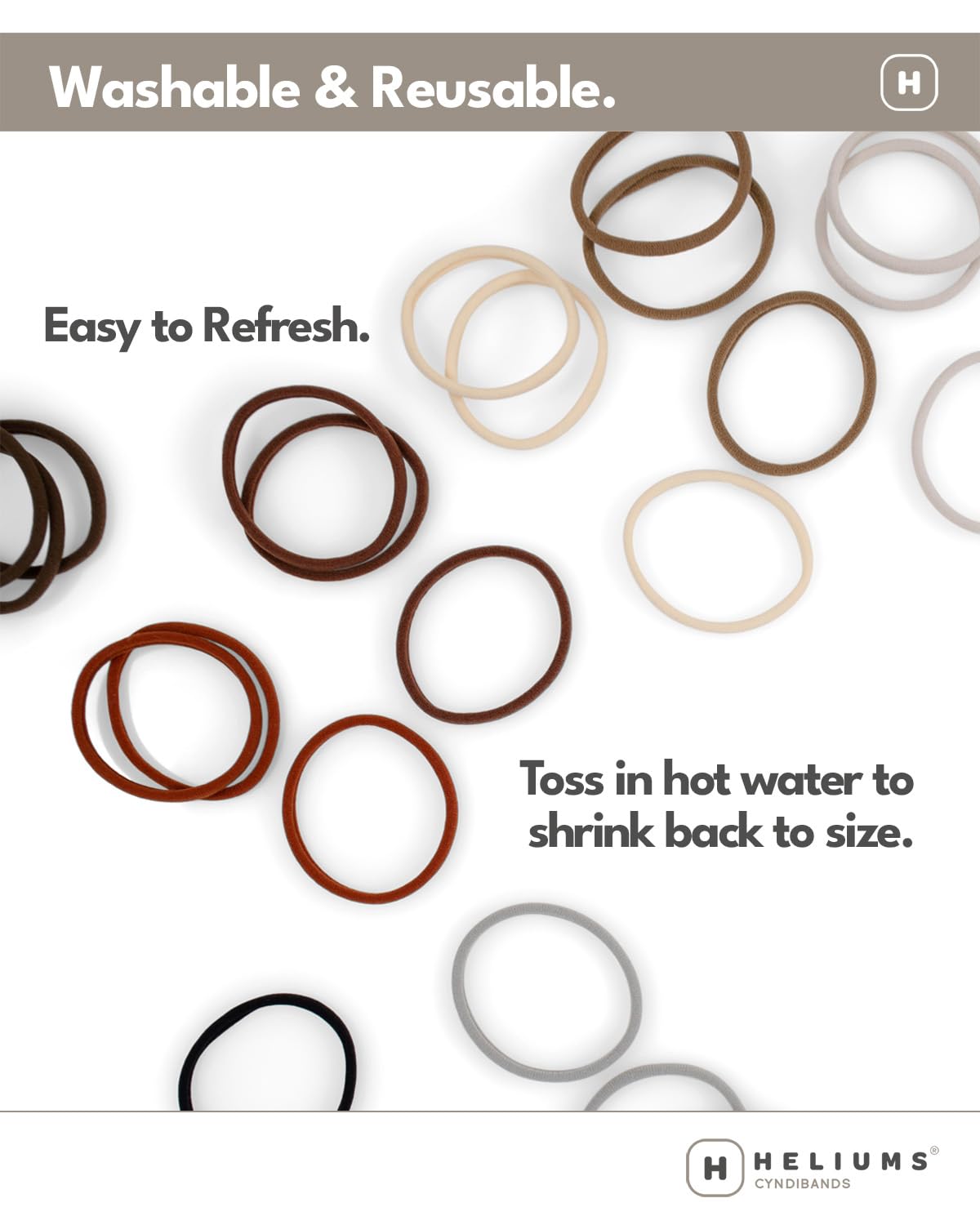 Thin Seamless Hair Ties - No Damage Nylon Ponytail Holders | Ash Blonde, 6mm, Medium Hold, 18 Pack