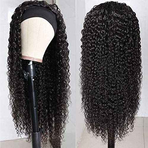 XSY Headband Wig Human Hair Deep Wave Headband Wigs for Black Women 22 Inch None Lace Front Wigs Machine Made Wigs Glueless Brazilian Curly Human Hair Wig