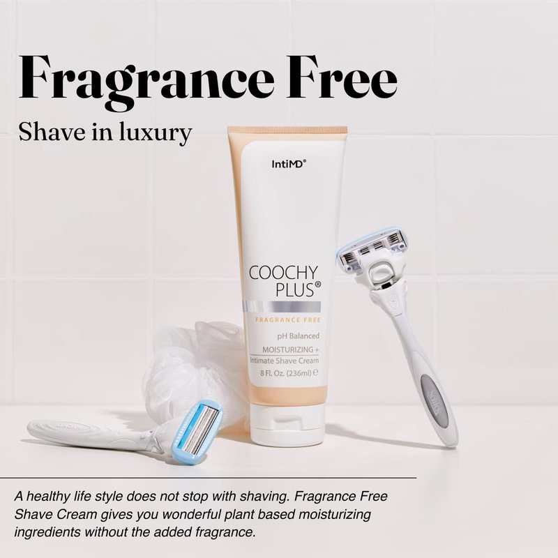 IntiMD Coochy Plus Intimate Shaving Complete Kit - Antioxidant Formula Prevents Razor Burns, Itchiness & Ingrown Hairs - Fragrance Free Shave Cream+After Shave Mist