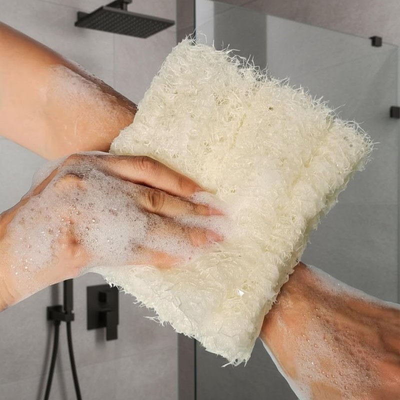 April's Angels 100% Natural Egyptian Loofah. Eco Friendly Exfoliating Scrubers for Body and Face. Natural Bathing Loofah for the Entire Family. Large Size (Set of 3 + 1 Exfoliating Face pad)