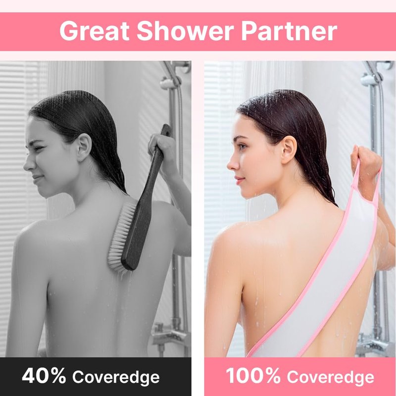 Nature Creature Silk Exfoliating Back Scrubber For Shower – 29.5” Double Handle Body Scrubber – Premium Spa Quality Bath Exfoliator for Men & Women, Easy to Use & Quick-Dry