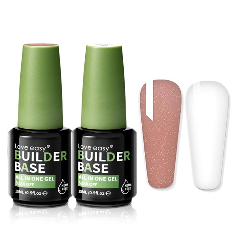 Love easy Salon-Grade Builder Gel（Milky White+ Mocha）- Hypoallergenic Strong Base Coat | Long-Lasting Adhesion (30+ Days) for Professional Nails Gift for Women