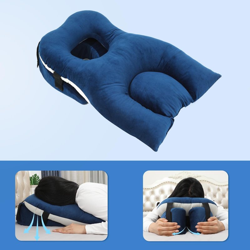 Face Down Pillow for Eye Surgery Recovery,Massage Pllow Face Down,BBL Pillow,Dual Sided Flannel &Cotton Linen Prone Support for Stomach Sleeper,with Adjustable Breathable Cushion and Grip Magic Tape