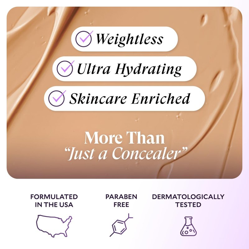 Fièra All-In-Wonder™ Concealer + Foundation – Full-Coverage, Crease-Proof, Hydrating Formula for Mature Skin, Blurs Fine Lines & Dark Circles, Radiant Second-Skin Finish – Bisque, 0.5 FL. OZ. / 15 ML