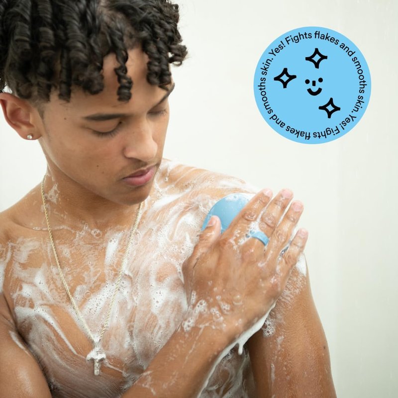 Boie USA Loop Body Scrubber - Soft Silicone-Like Exfoliating Shower Scrubber, Body Cleansing Brush - Hang-to-Wall Loofah Replacement - Antimicrobial Body Exfoliator for All Skin Types (Yellow)