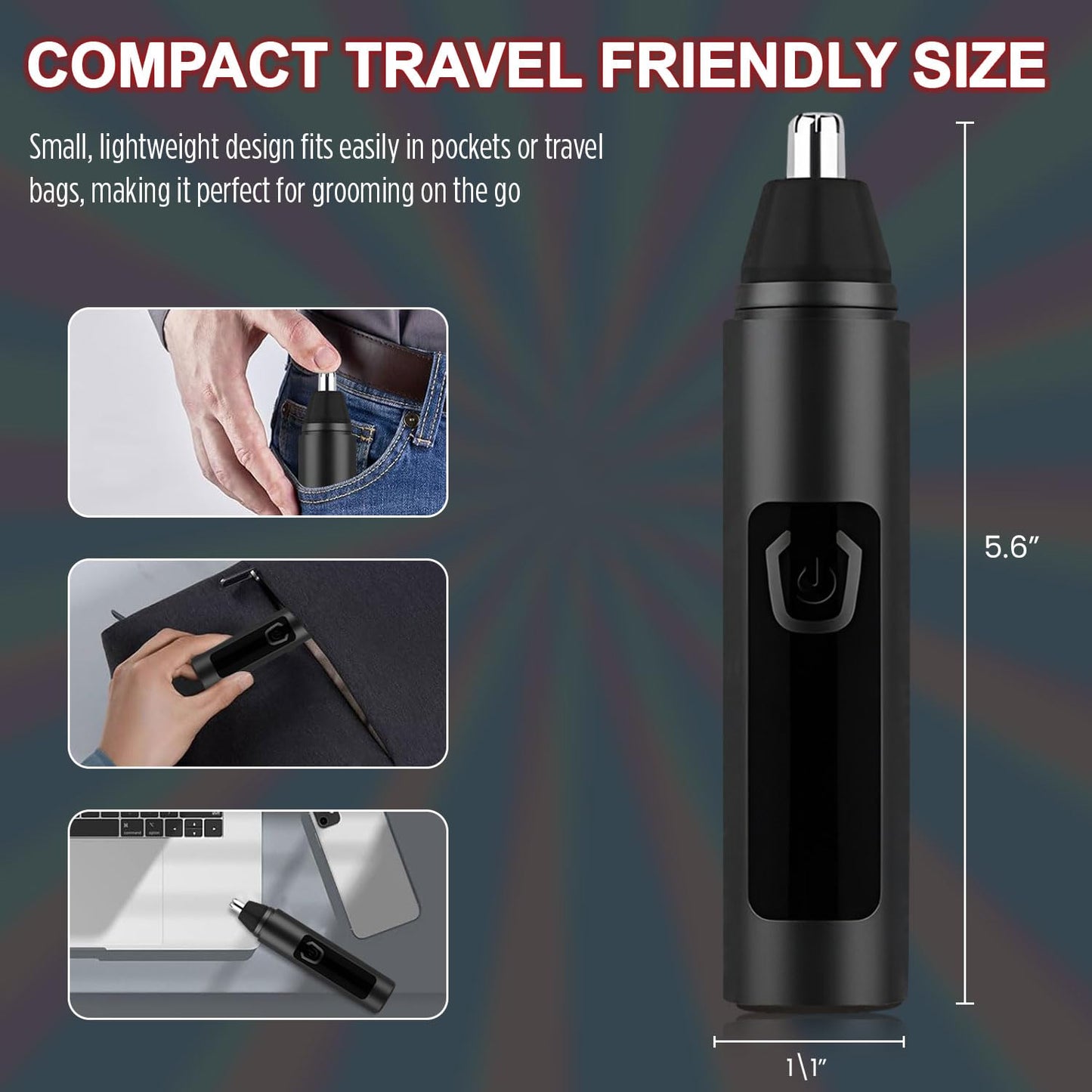 Infinity Choices Nose Hair Trimmer for Men Women - Electric Nose Hair Clipper with Replaceable Stainless Steel Blade, Powerful 6500RPM Motor, Wet/Dry Use, Portable USB Rechargeable Design | Black