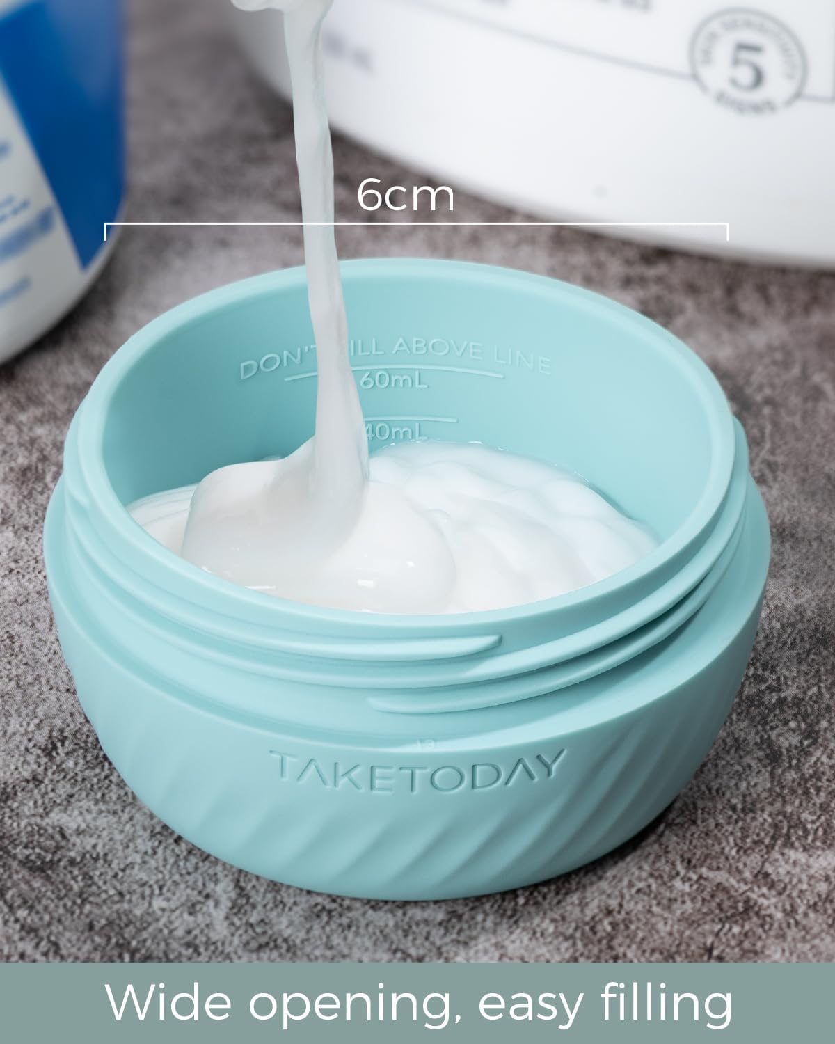 TakeToday Travel Containers - Leak-Proof TSA Approved Silicone Toiletry Jars | 2oz, 4 Pack, Grey