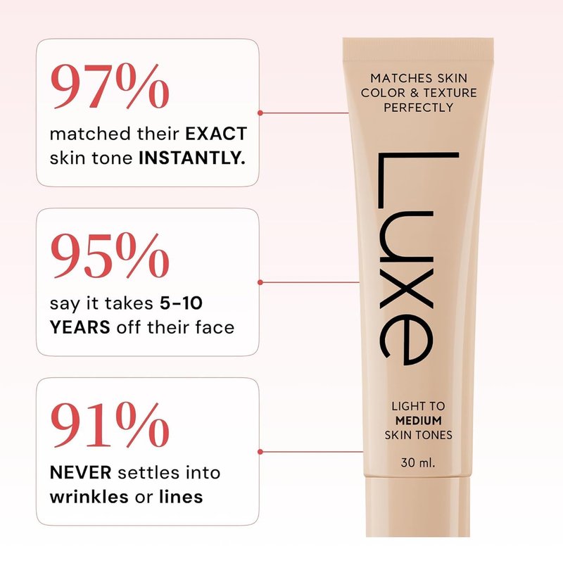 Luxe Color Changing Foundation for Women – Instantly Adapts to Your Skin Tone – Buildable Light-to-Medium Coverage – 12-Hour Wear – Natural Dewy Finish - Medium