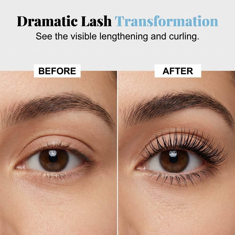 Waterproof Iron Mascara for 3D Curling, 2026 Ultra-Fine Metal Wand Tubing Mascara with Fibers, Extreme Lengthening & Volumizing, Smudge-Proof No Flaking Eyelash Extension (1pcs)