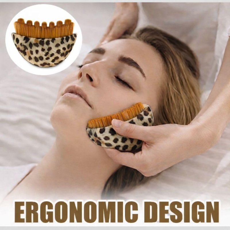 Lymphatic Contour Face Brush Drainage Massager Dry Sculpting Gua Sha Facial Depuffer Tool Massage Skin Lifting Beauty Appliance (1, Leopard)