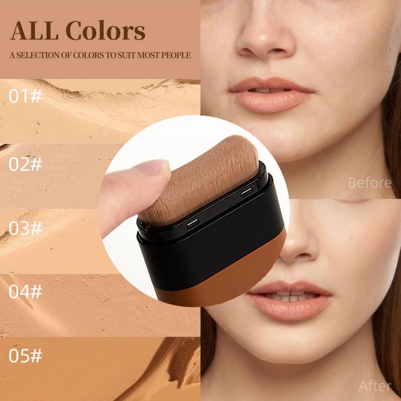 Flawless Hydrating Face Foundation Stick, Korean Lightweight Full-Coverage Cream-to-Matte Multi-Use Makeup for Dark Circles & Blemishes, Long-Wear Cream Stick with Brush, All Skin Types (02#Natural)