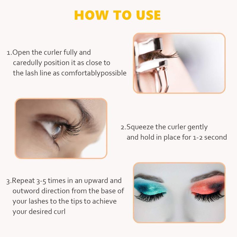 MERVK Stainless Steel Eyelash Curler with Built-in Comb Pinch Pain-Free Suitable for Any Eye Shapes and Sizes, with 5 Silicone Refill Pads (Light Pink)